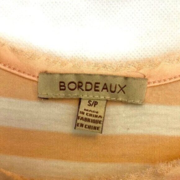 Anthropologie | Bordeaux Women's Peach & Cream Striped Short Sleeve Top Size S - Picture 5 of 8